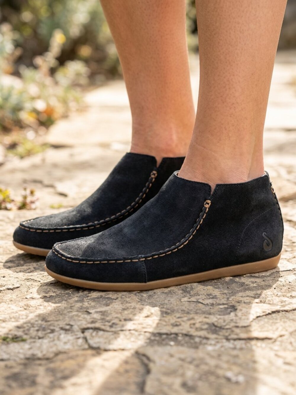Olukai Wali soft black handsewn ankle boots